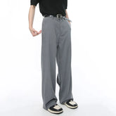 Hearujoy Men's Suit Pants 2024 Summer New French Style Simple Solid Color Casual Straight Leg Trousers Zipper Casual Loose 9C5294